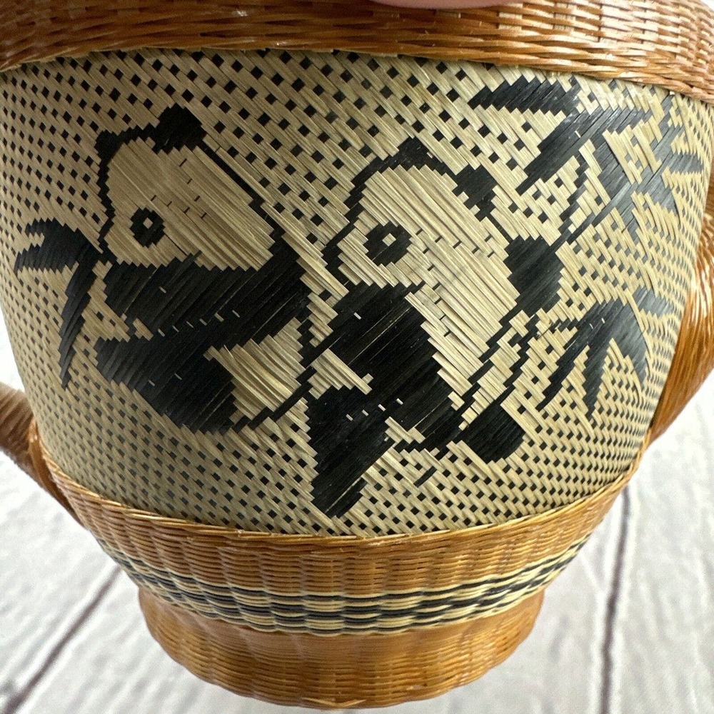 RARE!‎ VINTAGE QING DYNASTY BAMBOO WEAVE OVER PORCELAIN PANDA TEA SET EXCELLENT! - Picture 12 of 13